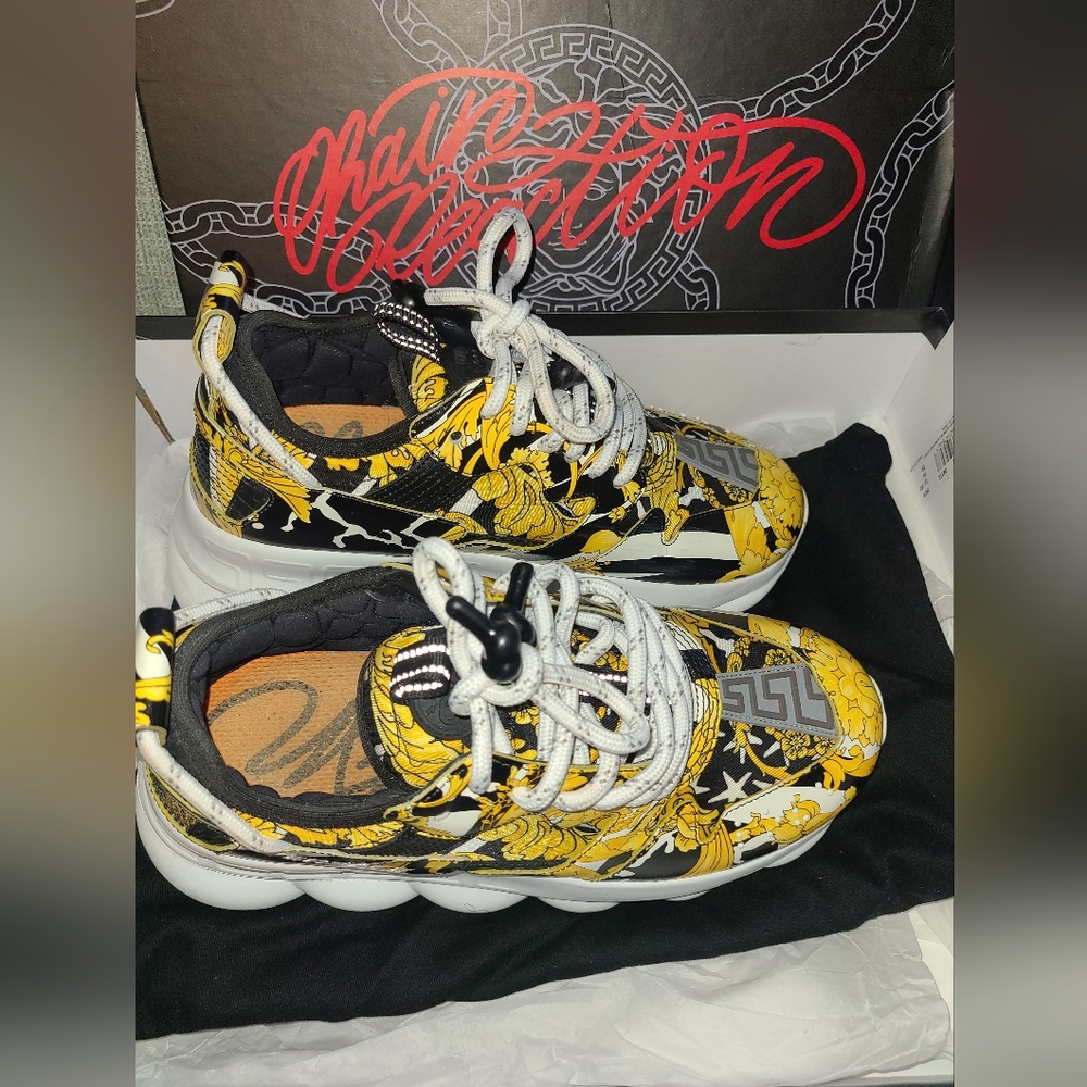 Versace Barocco Chain Reaction Sneakers Size 38.5 EU/ 8.5B